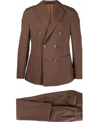 Eleventy Double-breasted Wool Suit - Brown