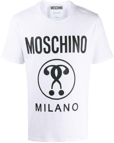 Moschino T-SHIRT IN COTONE CON LOGO DOUBLE QUESTION MARK - Bianco