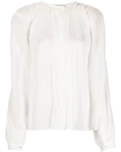 Forte Forte Gathered Cotton-blend Blouse - White