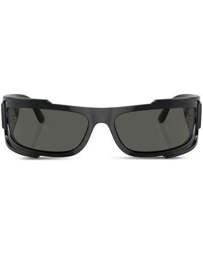 Versace Eyewear Lunettes de soleil rectangulaires à plaque logo - Noir