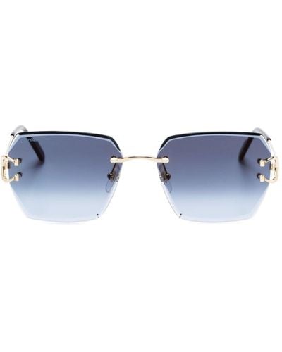 Cartier Eckige Signature C Sonnenbrille - Blau