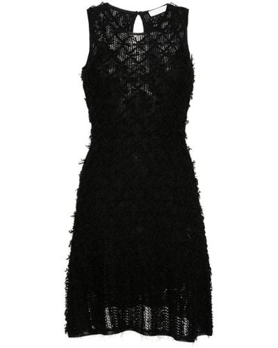 Chloé Frayed Flared Dress - Black