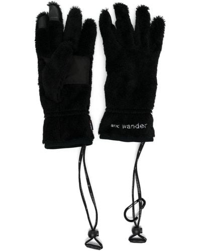 and wander Bestickte Handschuhe aus Fleece - Schwarz