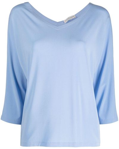 Le Tricot Perugia Three-quarter Sleeve Jersey Top - Blue