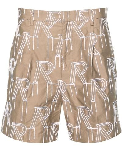 Represent Initial-embroidered Tailored Shorts - Natural