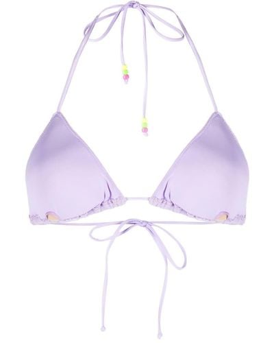 Mc2 Saint Barth Leah Bead-embellished Bikini Top - Purple