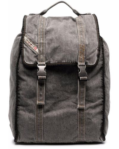 DIESEL Cotton-blend Denim Backpack - Grey