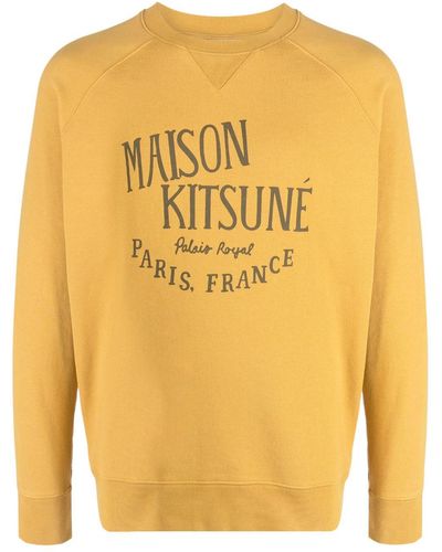 Maison Kitsuné Logo-print Crew-neck Sweatshirt - Yellow