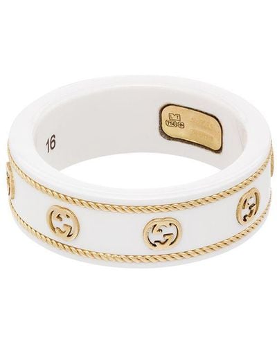 Gucci Anello Icon Con GG In Oro Giallo - Bianco
