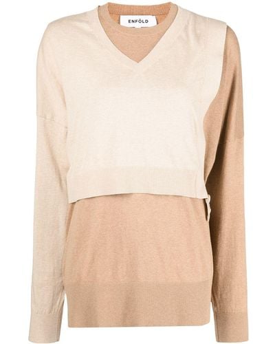 Enfold Layered Cotton-cashmere Sweater - Brown