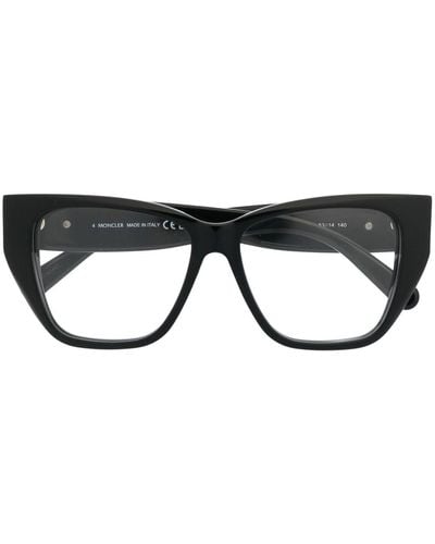 Moncler Brille mit Logo-Schild - Schwarz