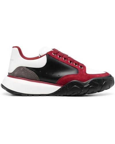 Alexander McQueen Colour-block Leather Low-top Sneakers - Red