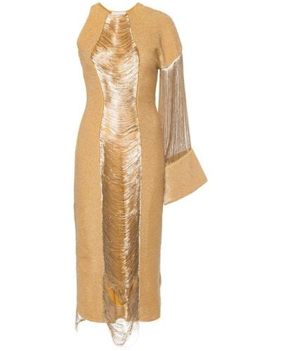 Alexander McQueen Mini-jurk Met Metallic Draad - Naturel