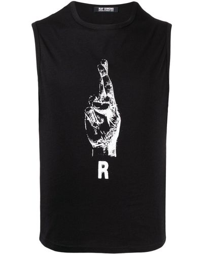 Raf Simons Graphic-print Sleeveless Vest - Black