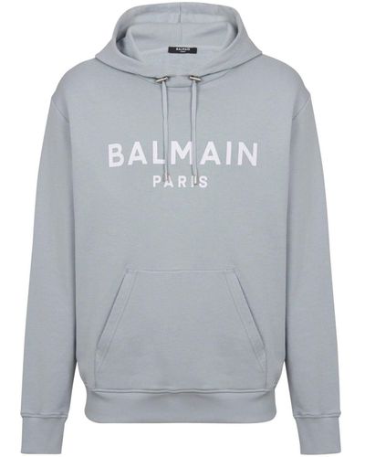 Balmain Logo-print cotton hoodie - Grau