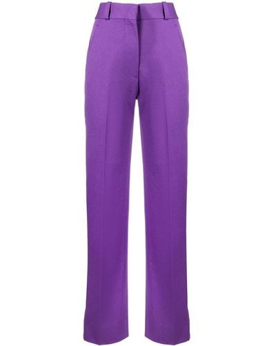 Victoria Beckham High-waisted Straight-leg Trousers - Purple