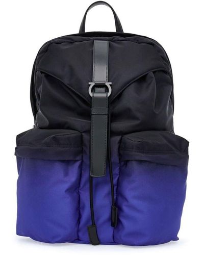 Ferragamo Two-tone Gradient Zipped Backpack - Blue