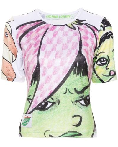 Chopova Lowena T-shirt Met Print - Roze