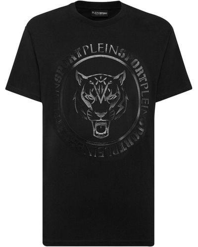 Philipp Plein Carbon Tiger Katoenen T-shirt Met Print - Zwart