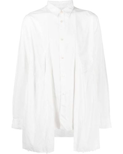 Comme des Garçons Draped-panel Long-sleeve Shirt - White