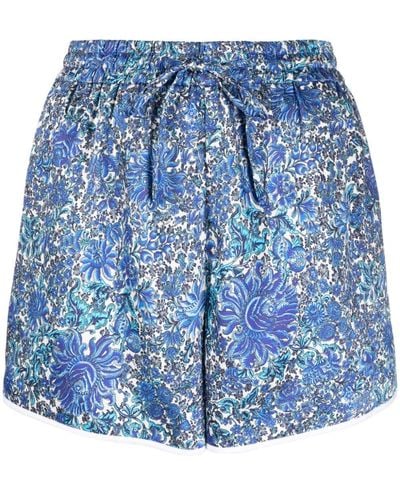 Sandro Pantalones cortos con estampado floral - Azul