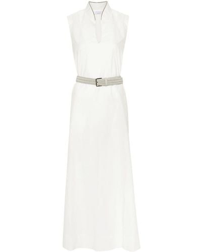 Brunello Cucinelli Vestido estilo túnica con ribete de cuentas - Blanco