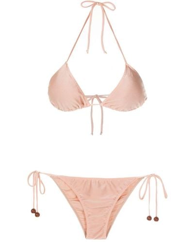 Adriana Degreas Metallic-threading Triangle-shape Bikini - Pink