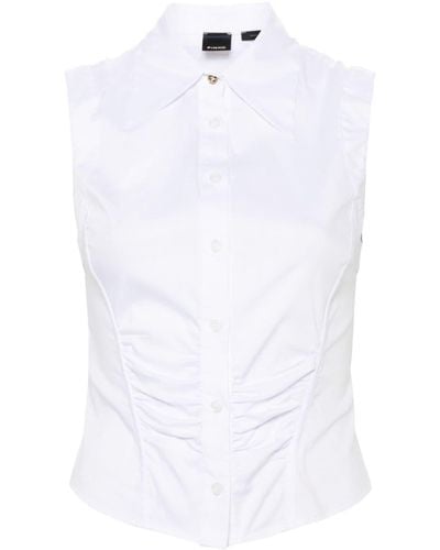 Pinko Ärmelloses Popeline-Hemd - Weiß