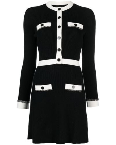Maje Cotton-blend Knitted Minidress - Black