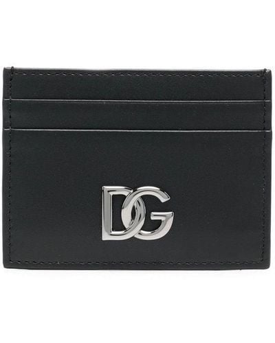 Dolce & Gabbana Portacarte con placca logo in pelle - Nero