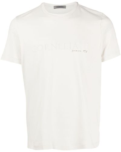 Corneliani Logo-embroidered Crew-neck T-shirt - White