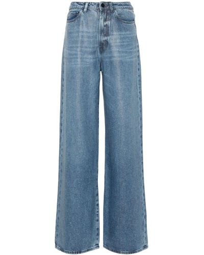 3x1 Wide-Leg-Jeans mit hohem Bund - Blau