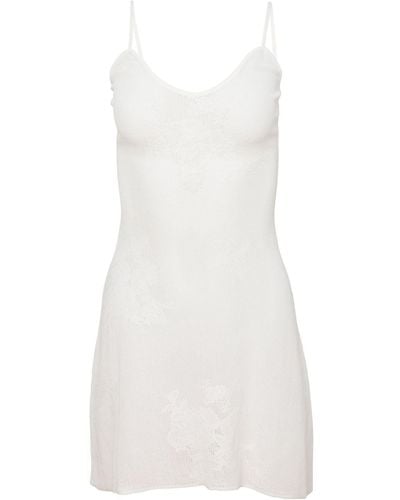 Fleur du Mal Pointelle-knit Mini Dress - White