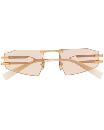 BALMAIN EYEWEAR Fixe Ll Rectangle-frame Sunglasses - Metallic