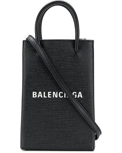 Balenciaga 'shopping Phone Holder' Crossbody Bag - Black