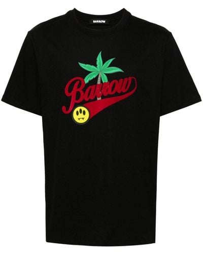 Barrow Katoenen T-shirt Met Palmboomprint - Zwart
