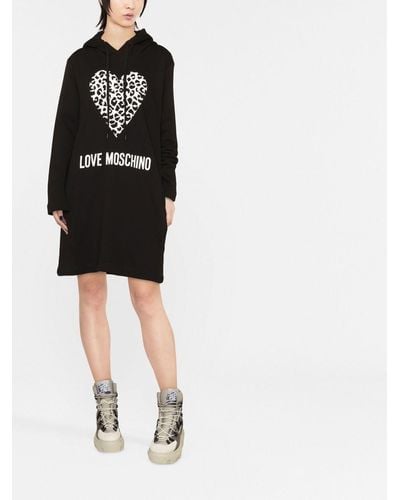 Love Moschino Heart-motif Hooded Dress - Black