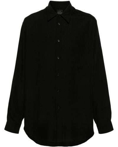 Yohji Yamamoto Vestido camisero de tweed - Negro