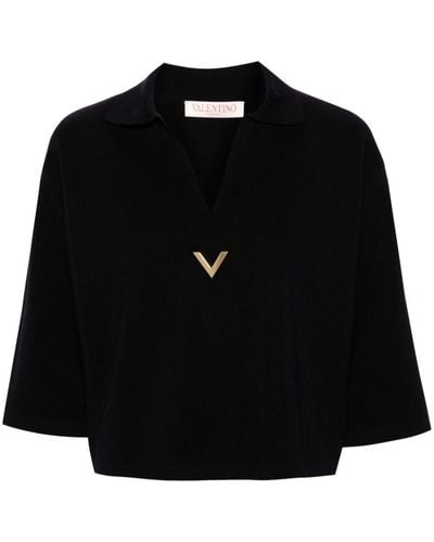 Valentino Garavani V-logo Virgin Wool Sweater - Black