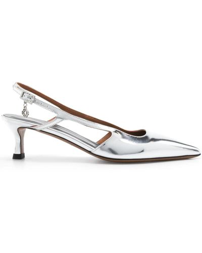 Maje 55mm Metallic Leren Pumps - Wit