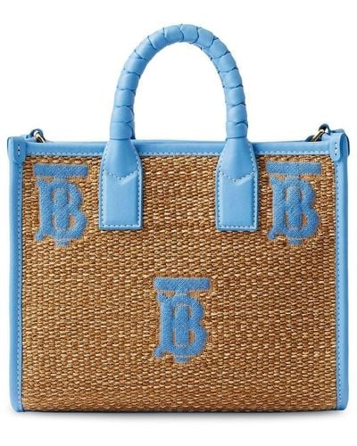 Burberry Bolso shopper Mini Freya con monograma - Azul