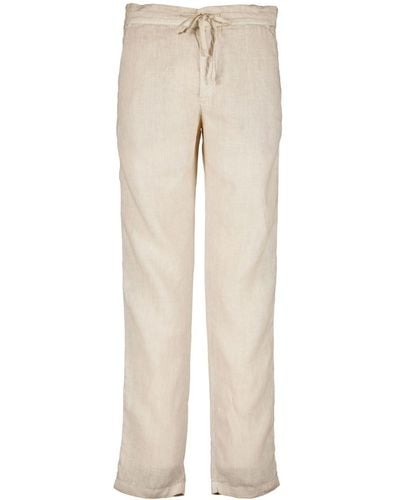 120% Lino Drawstring Linen Trousers - Natural
