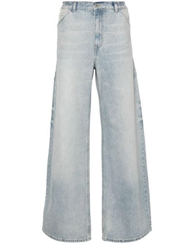 Courreges Halbhohe Straight-Leg-Jeans - Blau