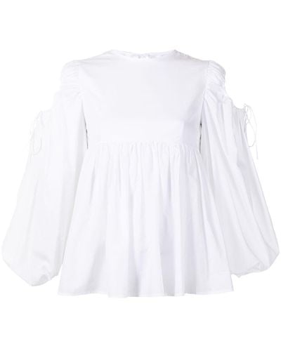 Cecilie Bahnsen Janis Cotton Long-sleeve Blouse - White