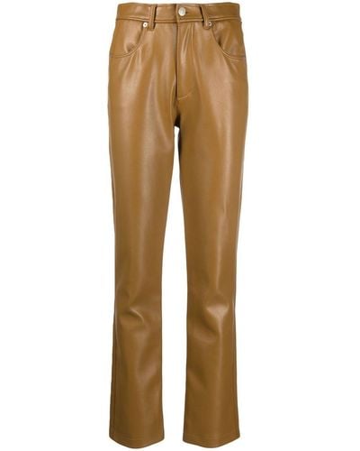 DIESEL Leather-effect Straight-leg Pants - Natural