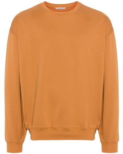 AURALEE Crew-neck Cotton Sweatshirt - Orange