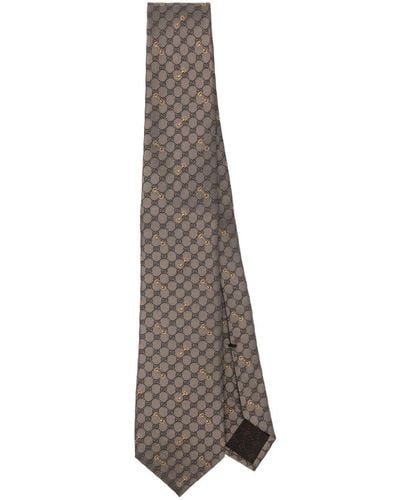 Gucci GG Jacquard Silk Tie - Grey