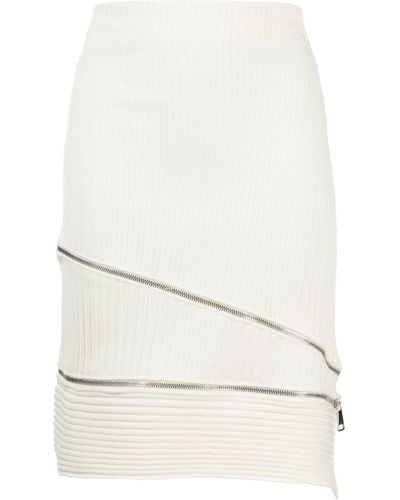 ANDREADAMO Ribbed Asymmetric Midi Skirt - Natural