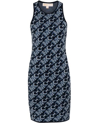 MICHAEL Michael Kors Monogram-pattern Sleeveless Dress - Blue