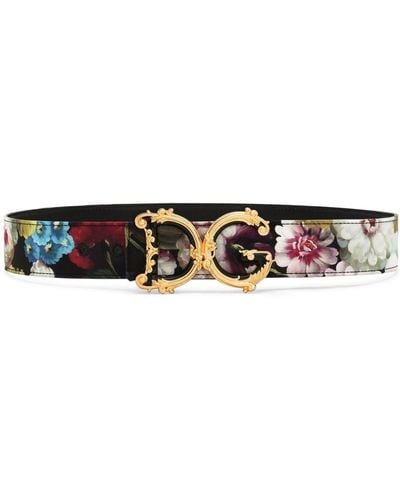 Dolce & Gabbana Cinturón con estampado floral - Negro